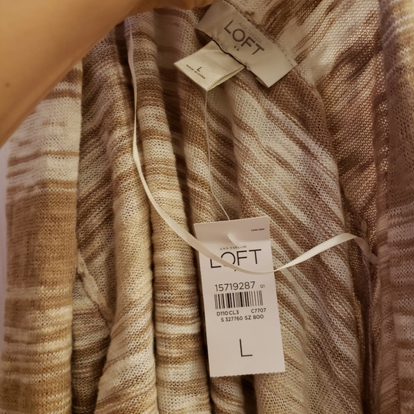 NWT White & Tan Marble Textured Open Cardigan - Picture 4 of 5